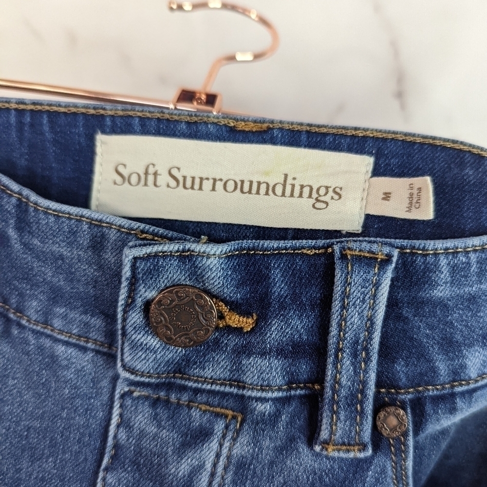 Soft Surroundings Ultimate Denim Straight High Rise Pull On Jeans Light Wash Med - Picture 3 of 7